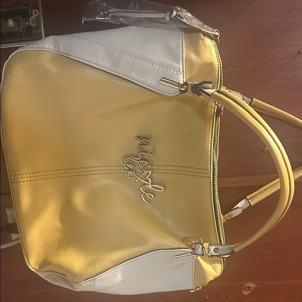 Nicole Lee Yellow Shoulder Bag with Structured Shape and Zipper Closure